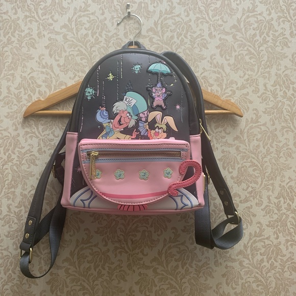Disney Handbags - Disney Loungefly Alice in Wonderland Leather Character Backpack